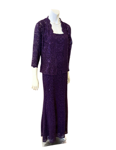 ALEX EVENING  Lacey  Long Dress with vest