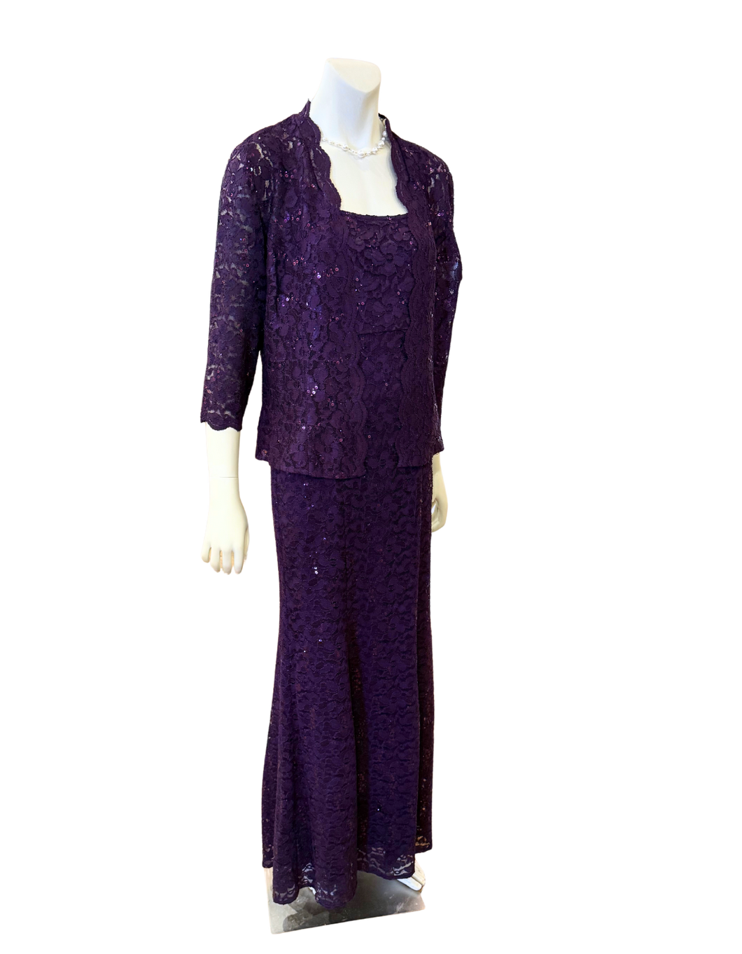 ALEX EVENING  Lacey  Long Dress with vest