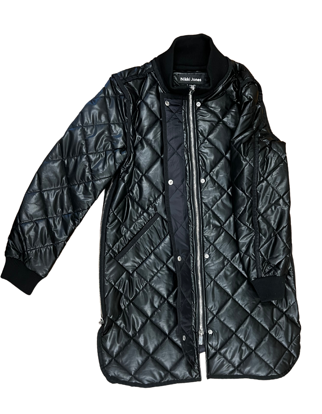 NIkki Jones Vegan Leather Diamond Quilted Coat