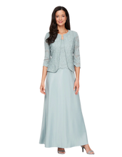 Load image into Gallery viewer, ALEX EVENING  Glitter Lace &amp; Satin Jacket Dress with Open Jacket
