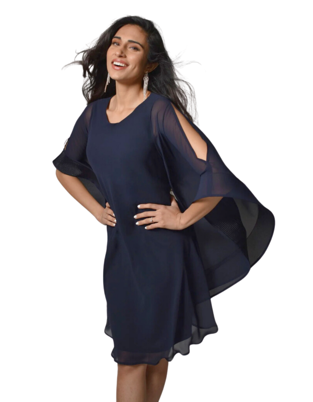 FRANK LYMAN Woven Navy Dress