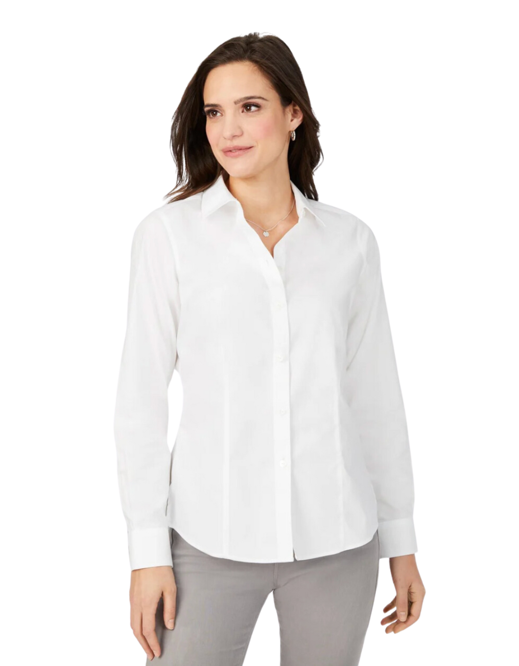 FOXCROFT DIANNA Non-Iron Pinpoint Shirt with Darts