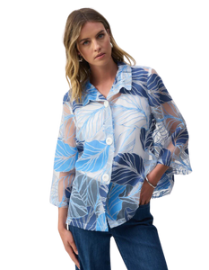 JOSEPH RIBKOFF Blue Multi Sheer Cover Up