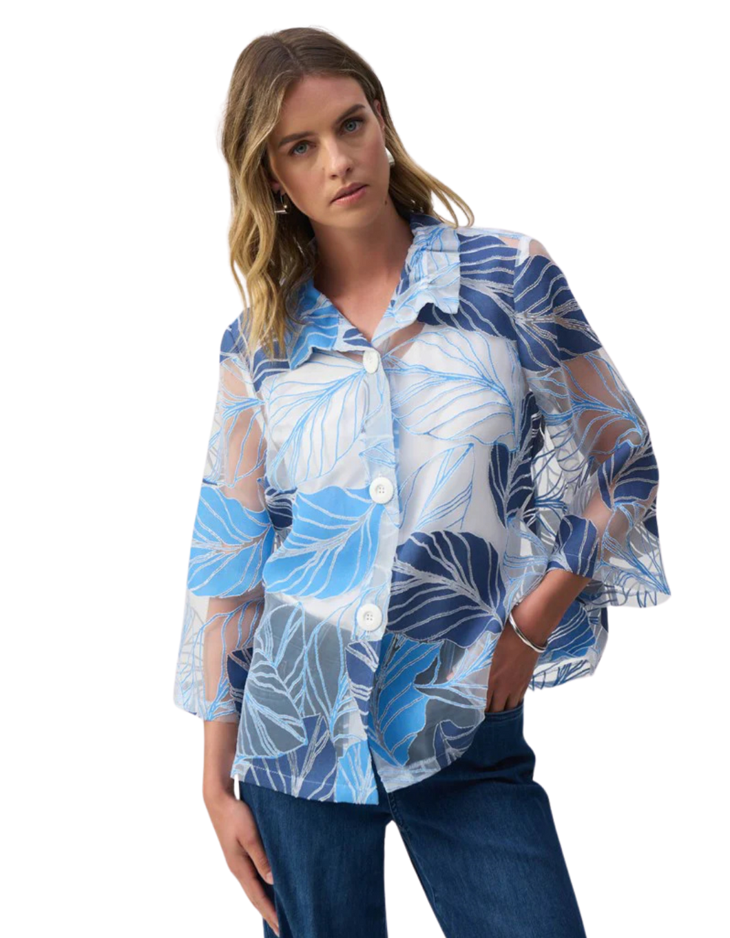 JOSEPH RIBKOFF Blue Multi Sheer Cover Up