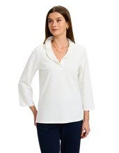 Load image into Gallery viewer, FOXCROFT Tammy Knit Crepe 3/4 Sleeve Popover Shirt
