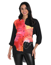 Load image into Gallery viewer, FRANK LYMAN Woven Blouse Black /Orange
