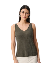 Load image into Gallery viewer, JOSEPH RIBKOFF  Metallic Knitted Camisole with Rhinestones
