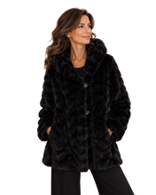 Load image into Gallery viewer, NIKKI JONES Reversible Black Accent Coat with Hood
