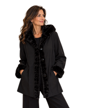 Load image into Gallery viewer, NIKKI JONES Reversible Black Accent Coat with Hood
