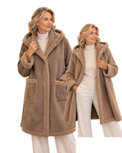 Load image into Gallery viewer, NIKKI JONES Faux Suede Coat with Hood
