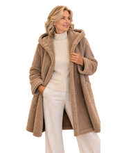 Load image into Gallery viewer, NIKKI JONES Faux Suede Coat with Hood
