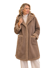 Load image into Gallery viewer, NIKKI JONES Faux Suede Coat with Hood
