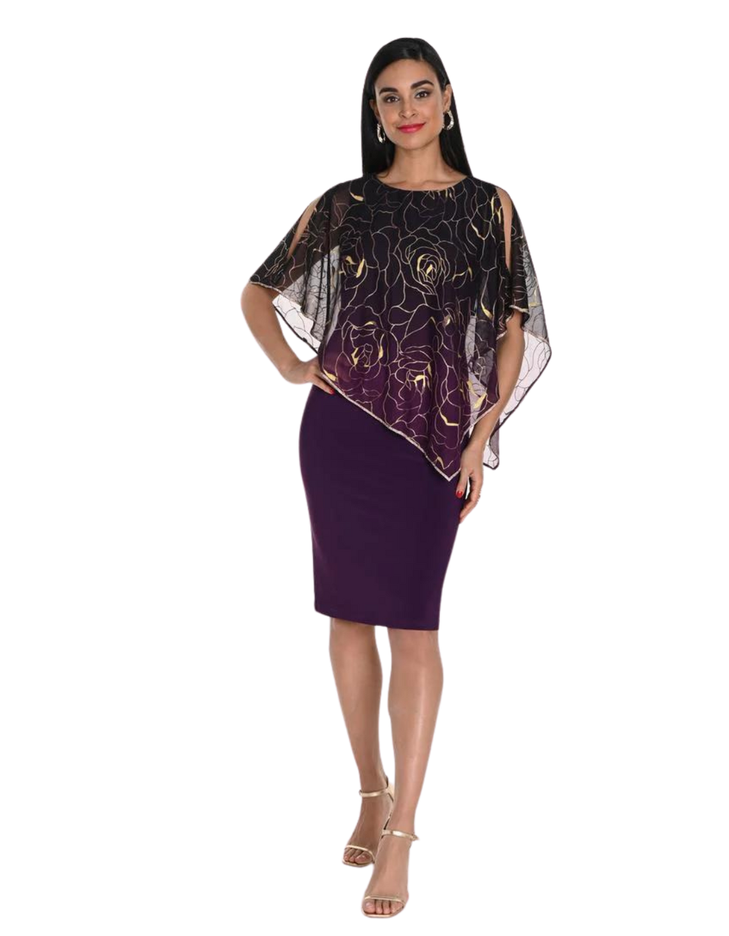 FRANK LYMAN Mulberry/Gold Dress