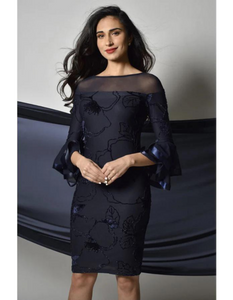 FRANK LYMAN Mesh & Lace Beading Dress