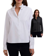 Load image into Gallery viewer, FOXCROFT Matte Sateen Ruffle Blouse
